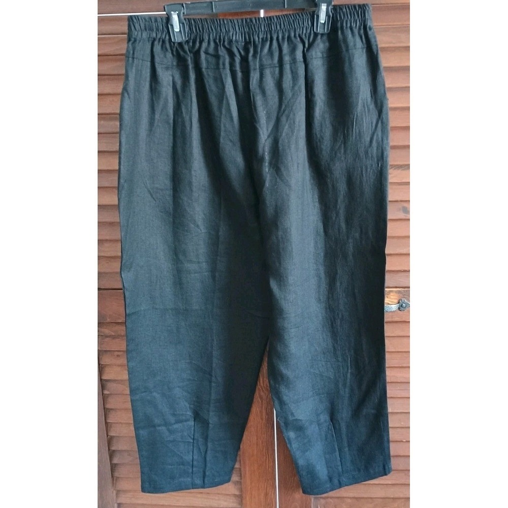 NWT Modernmiss XXL‎ Linen Wide Leg High Rise Pull On Pants Black Summer Cool